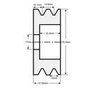 Remskive 2V, 17x76 9,5 mm rem