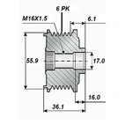 Frigångsrem.17x56x37,6, 6sk