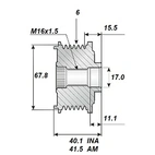 Frigångsrem.17x68, 6 sp