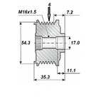 Frihåndsrem.17x54,6x35,1, 6 gear