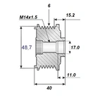 Frigångsrem 17x53,3x40, 6sp