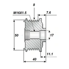 Frigående rem. 17x50, 8 rækker