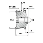 Frigångsrem.17x50x43,4, 8sp