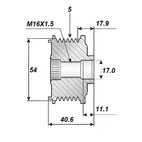 Frigængerskive 17x54, 5 spor