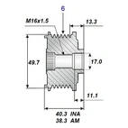 Frigångsrem.17x54x40,3, 6remskive