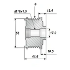 Frihjulsrem.17x61x41,5, 6sp