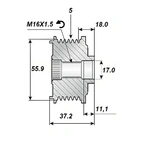 Frigångsrem 17X56,CCW, 5s