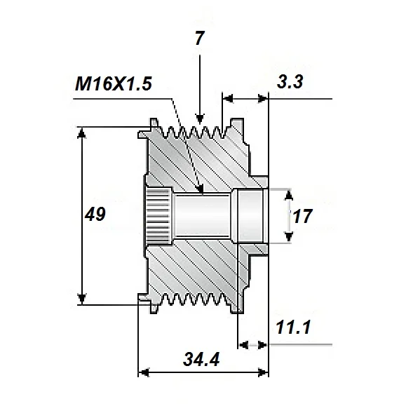 Fritløbsrem.17x49, 7 spor