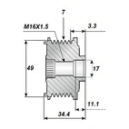 Fritløbsrem.17x49, 7 spor