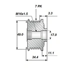 Fritløbsrem.17x49, 7 spor