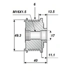 Frigångsrem.17x49, 6sp