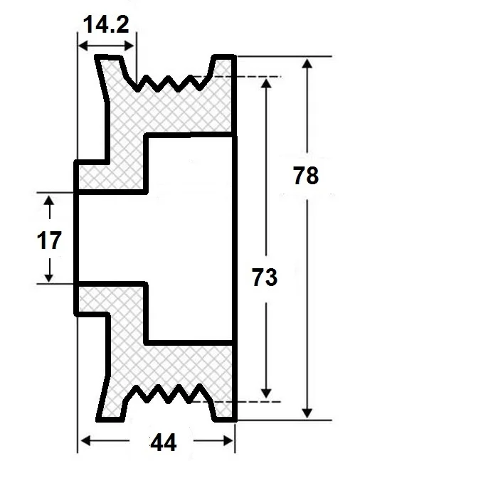 Remskive 17X73mm, 8-spor