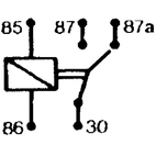 Minirelæ 5 stifter. 12V-30A Omskift