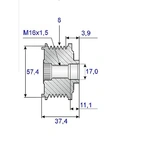 Frihjulets remskive 17x57,5x37,2, 8-huls