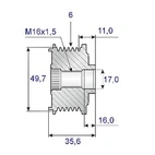 Frigångsrem 17x50x36,6, 6 gear