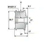 Frigøringsrem.17x60x36,5, 6sp
