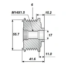 Frigångsrem. 17x56x43,1, 6sp