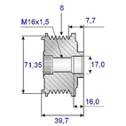 Frigångsrem, 17x79x41, 8-ribbet