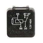 Mini-relæ 12V-40A,4 ben,w/Res