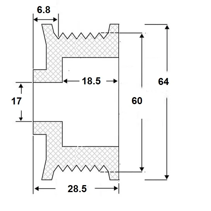Remskive 17x60x29, Hit.