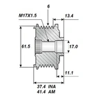 Frigångsrem.17x61,5x37,2, 6sp
