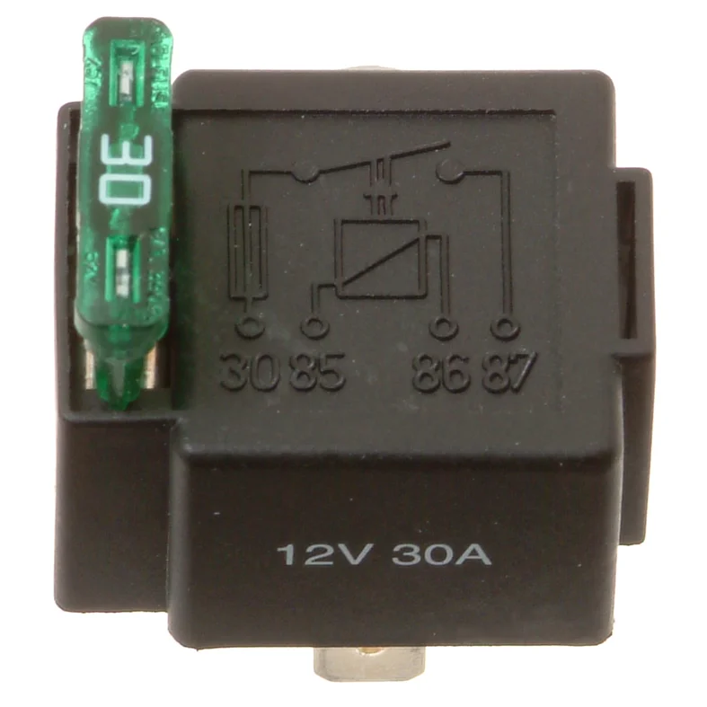 Minirelæ 12V-30A, med sikring