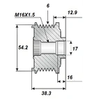 Frigångsrem 17x59x38,3, 6sp