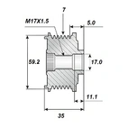 Frigående rem.17x61x35, 7 rems