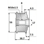 Frigångsrem.17x56, 8s, JDeere