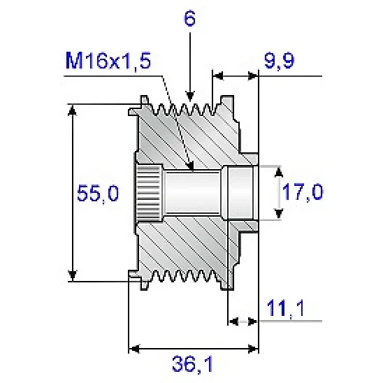 Frigangssnor.17x59x36,1, 6gear
