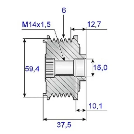 Frigøringsrem. 15x59mm, 6sp