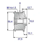 Frigøringsrem. 15x59mm, 6sp