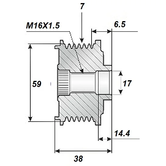 Frigångsrem 17x59x38, 7 gear