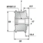 Frigångsrem 17x59x38, 7 gear